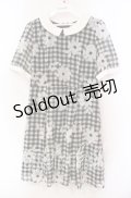 Fi.n.t / マーガレットギンンガムチェックシフォン半袖ワンピース  クロ×オフ O-25-11-27-077-CA-OP-IG-ZT326