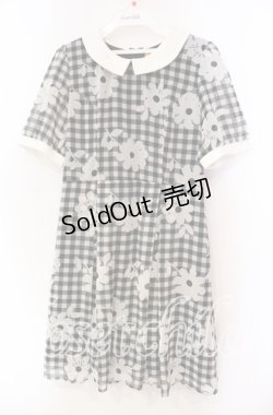 画像1: Fi.n.t / マーガレットギンンガムチェックシフォン半袖ワンピース  クロ×オフ O-25-11-27-077-CA-OP-IG-ZT326