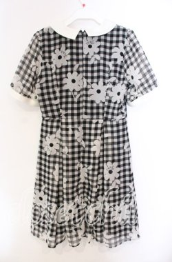 画像2: Fi.n.t / マーガレットギンンガムチェックシフォン半袖ワンピース  クロ×オフ O-25-11-27-077-CA-OP-IG-OS