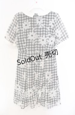 画像2: Fi.n.t / マーガレットギンンガムチェックシフォン半袖ワンピース  クロ×オフ O-25-11-27-077-CA-OP-IG-ZT326
