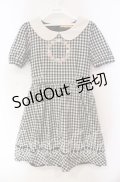 【SALE】Fi.n.t / フラワーサークル刺繍ギンガムチェック半袖ワンピース  クロ×アイボリー O-25-11-27-078-CA-OP-IG-ZT332