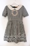 画像1: 【SALE】Fi.n.t / フラワーサークル刺繍ギンガムチェック半袖ワンピース  クロ×アイボリー O-25-11-27-078-CA-OP-IG-ZT332 (1)