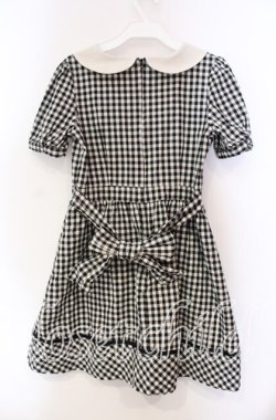 画像3: Fi.n.t / フラワーサークル刺繍ギンガムチェック半袖ワンピース  クロ×アイボリー O-25-11-27-078-CA-OP-IG-OS
