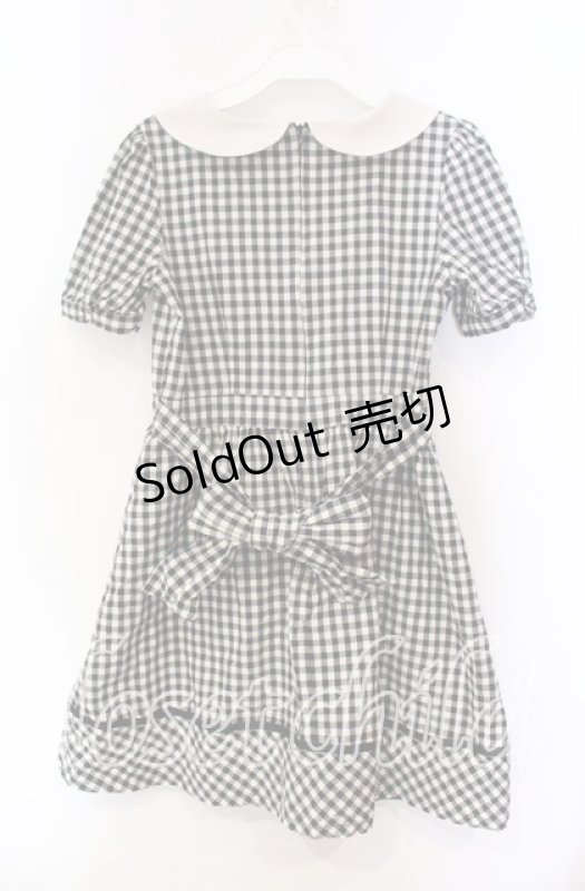 画像3: 【SALE】Fi.n.t / フラワーサークル刺繍ギンガムチェック半袖ワンピース  クロ×アイボリー O-25-11-27-078-CA-OP-IG-ZT332 (3)
