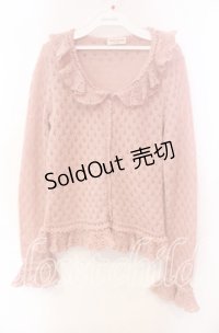 Emily Temple cute / モヘア混透かし編みカーディガン  ピンク O-25-11-27-079-ET-TO-IG-OS