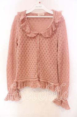 画像1: Emily Temple cute / モヘア混透かし編みカーディガン  ピンク O-25-11-27-079-ET-TO-IG-OS