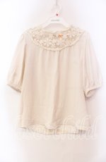 画像1: 【SALE】F i.n.t / レースヨーク半袖プルオーバー  オフ O-25-11-27-080-CA-BL-IG-ZT344 (1)
