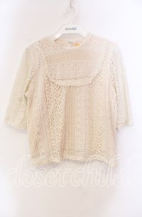 Fi.n.t / レース半袖トップス  オフ O-25-11-27-083-CA-TO-IG-ZT333