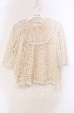 画像1: Fi.n.t / レース半袖トップス  オフ O-25-11-27-083-CA-TO-IG-OS