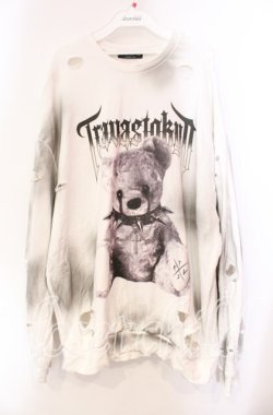 画像1: TRAVAS TOKYO / 汚し加工クマスウェットトレーナー  ホワイト O-25-11-27-087-PU-TO-IG-OS