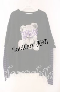 TRAVAS TOKYO / ボーダーレイヤードクマロンT  ブラック×パープル O-25-11-27-089-PU-TO-IG-ZT1211F