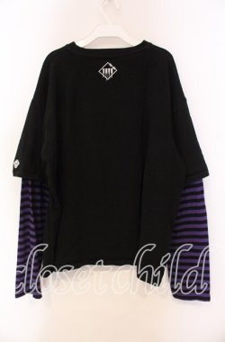 画像3: TRAVAS TOKYO / ボーダーレイヤードクマロンT  ブラック×パープル O-25-11-27-089-PU-TO-IG-OS