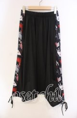 NieR Clothing / 超軽量夏仕様SARROUEL PANTS【和傘(赤)】 サルエルパンツ  ブラック×レッド O-25-11-27-090-PU-PA-IG-ZT1211F