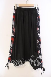 NieR Clothing / 超軽量夏仕様SARROUEL PANTS【和傘(赤)】 サルエルパンツ  ブラック×レッド O-25-11-27-090-PU-PA-IG-ZT1211F