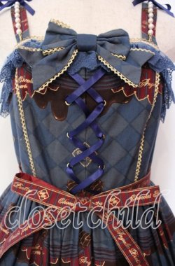 画像2: Angelic Pretty / Antique Chocolaterieパールジャンパースカート  ブルー O-25-11-27-011-AP-OP-IG-OS