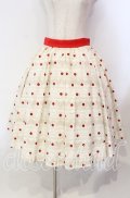 Q-pot. / チェリーポルカドットスカート M アカｘシロ O-25-11-27-012-QP-SK-YM-OS