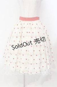 Q-pot. / チェリーポルカドットスカート M アカｘシロ O-25-11-27-012-QP-SK-YM-OS