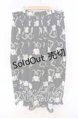 metamorphose / 茨柄スカート  クロ×シロ O-25-11-27-013-ME-SK-IG-OS