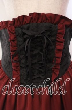 画像2: BPN / ジャガードコルセット風ロングスカート M レッド×ブラック O-25-11-27-018-GO-SK-IG-OS