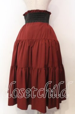 画像4: BPN / ジャガードコルセット風ロングスカート M レッド×ブラック O-25-11-27-018-GO-SK-IG-OS