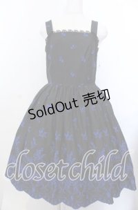 Moi-meme-Moitie / May lilyジャンパースカート 9号 ブラック×ブルー O-25-11-28-047-MO-OP-OW-OS