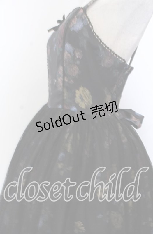 画像2: axes femme Kawaii / クラシックブーケ柄ジャンスカ M クロ O-25-11-28-049-AX-OP-OW-ZH (2)