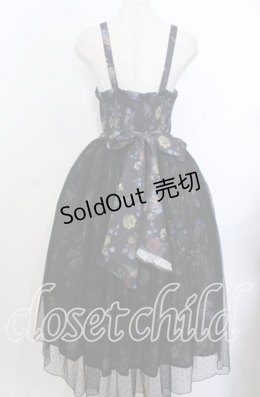 画像3: axes femme Kawaii / クラシックブーケ柄ジャンスカ M クロ O-25-11-28-049-AX-OP-OW-ZH (3)