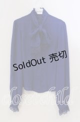 Moi-meme-Moitie / ローズリボンブラウス  ブルー O-25-11-28-057-MO-BL-OW-OS