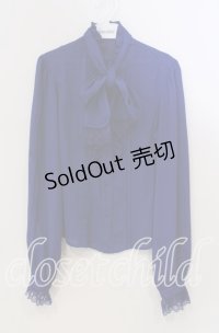 Moi-meme-Moitie / ローズリボンブラウス  ブルー O-25-11-28-057-MO-BL-OW-OS