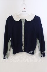 Jane Marple Dans Le Salon / Compact Yarn Spare Collar Bolero Cardigan　カーディガン M ネイビー O-25-11-28-058-JM-TO-OW-ZT508