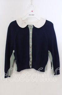 Jane Marple Dans Le Salon / Compact Yarn Spare Collar Bolero Cardigan　カーディガン M ネイビー O-25-11-28-058-JM-TO-OW-ZT508