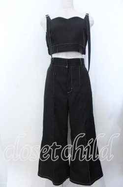 画像1: HARE / 2Pビスチェ＊ワイドフレアパンツSETUP  ブラック O-25-11-28-008-PU-OP-IG-ZT1130U