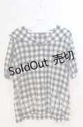 MILK / ギンガムチェック半袖セーラーブラウス  クロ O-25-11-28-064-ML-BL-OW-ZT1130R
