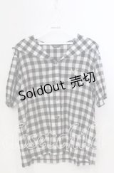 MILK / ギンガムチェック半袖セーラーブラウス  クロ O-25-11-28-064-ML-BL-OW-ZT1130R