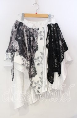 画像1: Qutie Frash / 和柄アシメスカート  シロ O-25-11-28-068-QU-SK-OW-OS