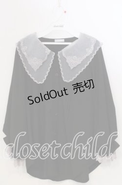 画像1: axes femme POETIQUE / 刺繍ビッグ襟ボリューム袖ブラウス M クロ O-25-11-28-070-AX-BL-OW-OS