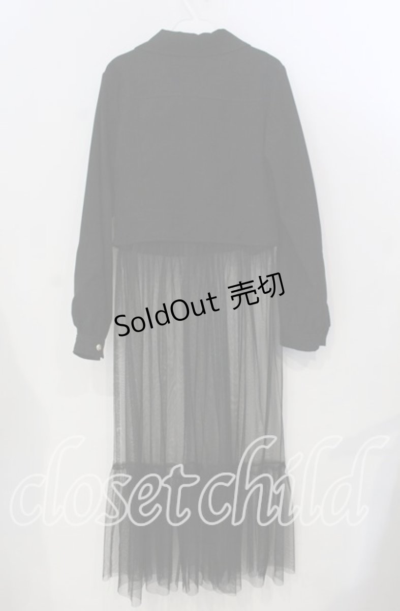画像2: 【SALE】axes femme POETIQUE / 裾チュールスエード調ジャケット M クロ O-25-11-28-072-AX-JA-OW-ZT133 (2)