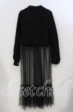 画像2: 【SALE】axes femme POETIQUE / 裾チュールスエード調ジャケット M クロ O-25-11-28-072-AX-JA-OW-ZT133 (2)