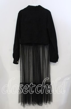 画像2: axes femme POETIQUE / 裾チュールスエード調ジャケット M クロ O-25-11-28-072-AX-JA-OW-ZT1130R