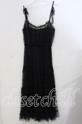 axes femme / ハートチュールティアードワンピース F クロ O-25-11-28-073-AX-OP-OW-ZT028