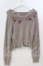 画像1: 【SALE】axes femme / ローズ刺繍フェザーニット F ブラウン系 O-25-11-28-074-AX-TO-OW-ZT020 (1)