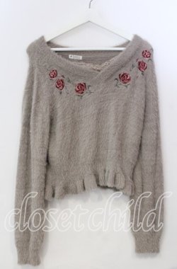画像1: axes femme / ローズ刺繍フェザーニット F ブラウン系 O-25-11-28-074-AX-TO-OW-OS