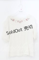 axes femme / 巻きバラのふんわりチュール袖プルオーバー M キナリ O-25-11-28-076-AX-TO-OW-OS