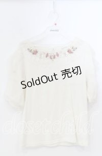 axes femme / 巻きバラのふんわりチュール袖プルオーバー M キナリ O-25-11-28-076-AX-TO-OW-OS