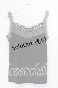 axes femme / 刺繍レース使いキャミソール M クロ O-25-11-28-077-AX-TO-OW-OS