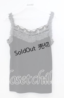 画像1: axes femme / 刺繍レース使いキャミソール M クロ O-25-11-28-077-AX-TO-OW-OS