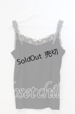 画像2: axes femme / 刺繍レース使いキャミソール M クロ O-25-11-28-077-AX-TO-OW-OS