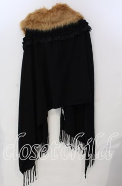 画像3: axes femme / ファーカラー付きストール  クロ O-25-11-28-081-AX-ZA-OW-ZT1130R