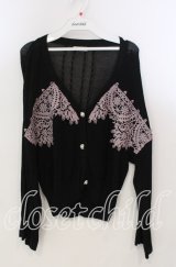 axes femme / モチーフレースショートカーデ M クロ O-25-11-28-082-AX-TO-OW-ZT023