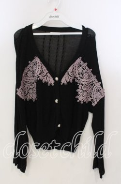 画像1: axes femme / モチーフレースショートカーデ M クロ O-25-11-28-082-AX-TO-OW-OS